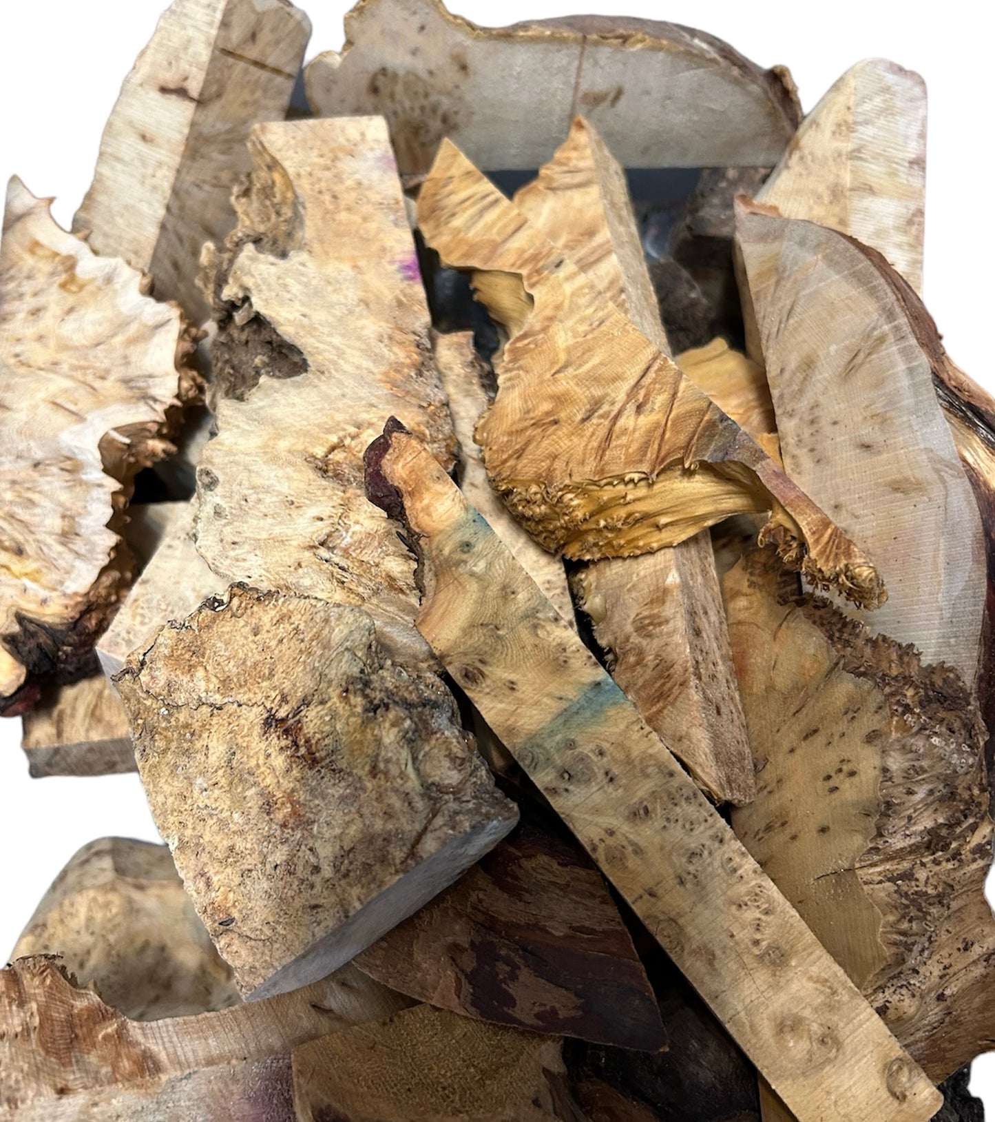Stabilized yellow cedar Burl casting pieces (sold by the LB)