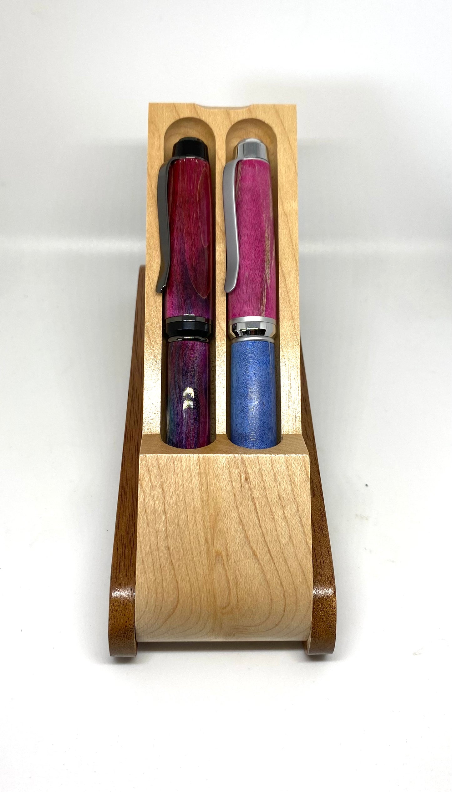 Maple and rosewood double pen case