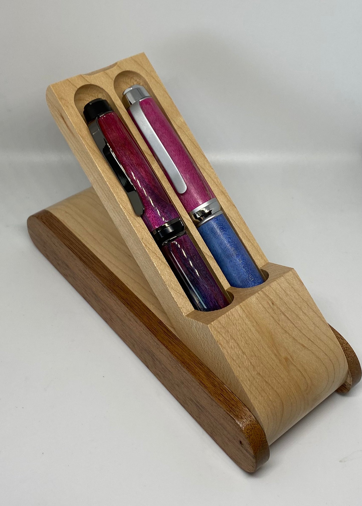 Maple and rosewood double pen case
