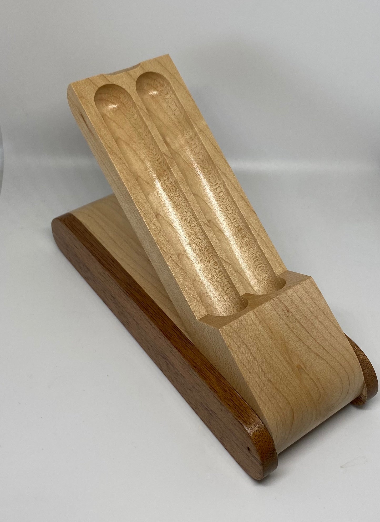 Maple and rosewood double pen case
