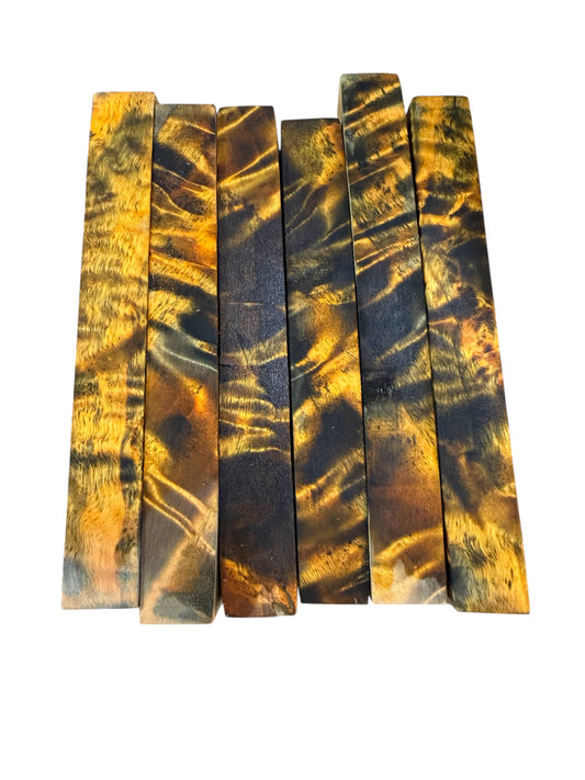 Dye stabilized Curly cotton wood “tiger”