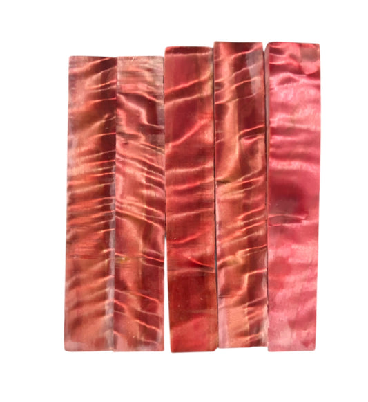Pink dye stabilized curly cotton wood