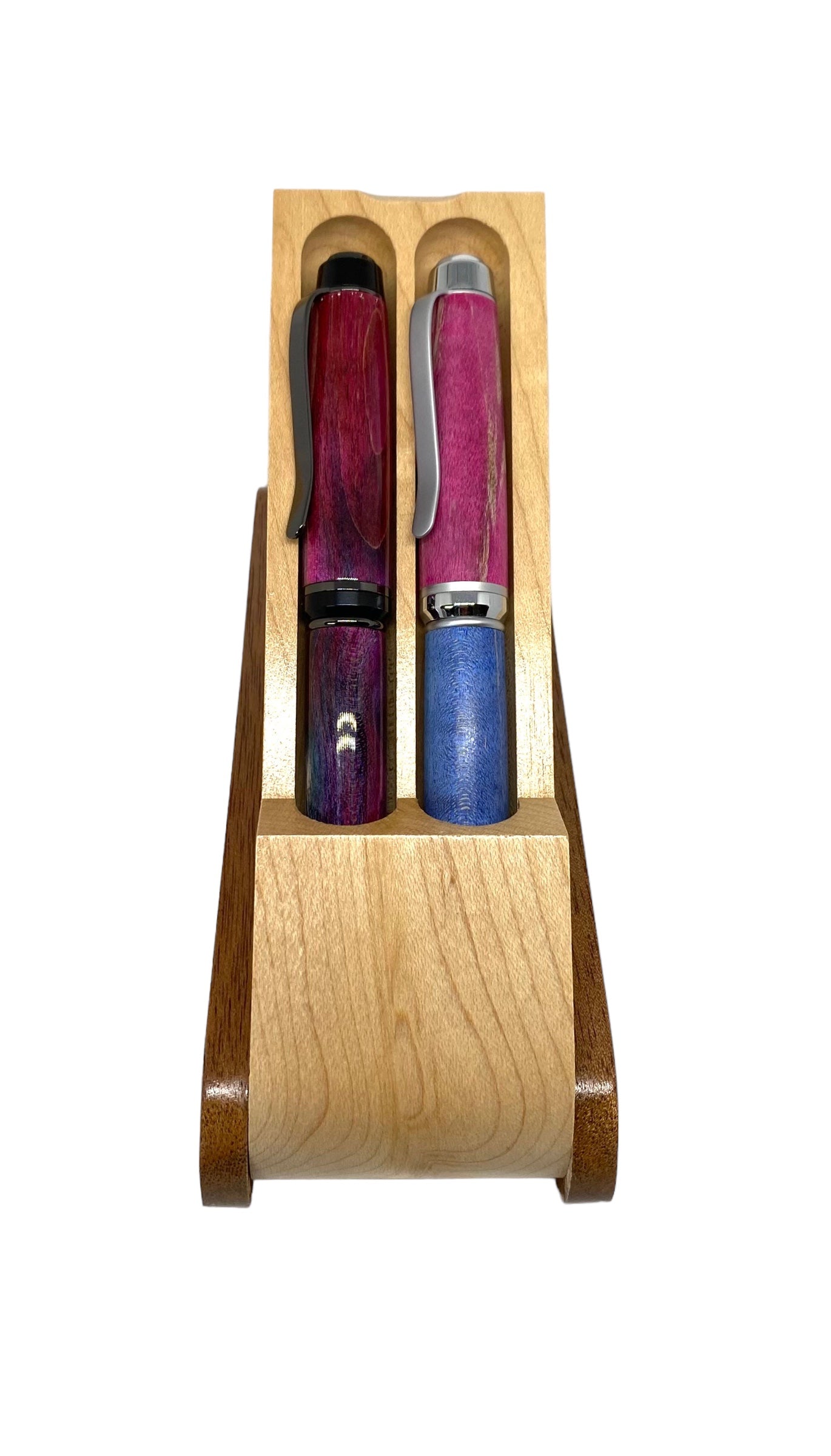 Maple and rosewood double pen case